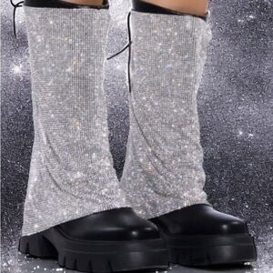 Akira Sparkling Rhinestone Knee-High Boots.